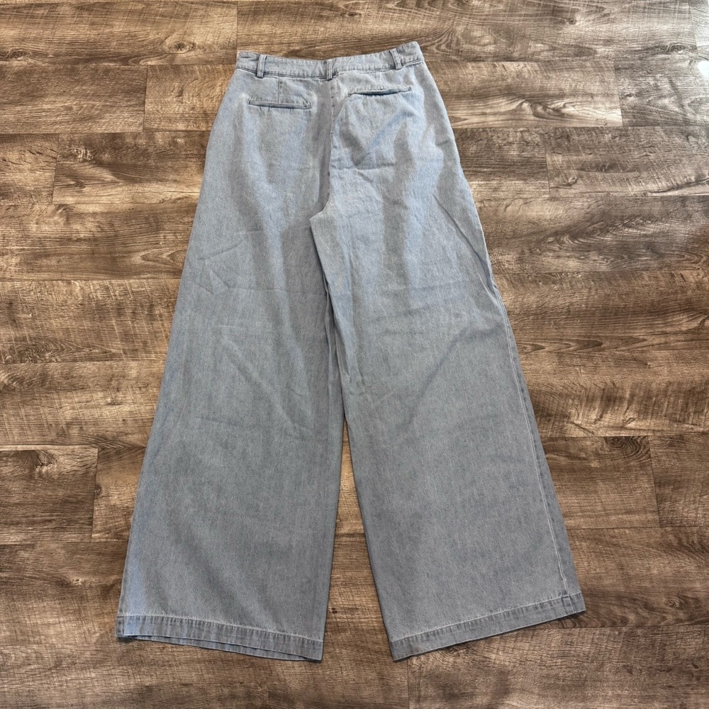 House of Harlow 1960 High Rise Blue Cotton Wide Leg Pants Womens Sz. 6 - Picture 2 of 11
